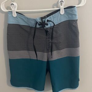 Quiksilver Kids Striped Swim Trunks - Black and Blue
